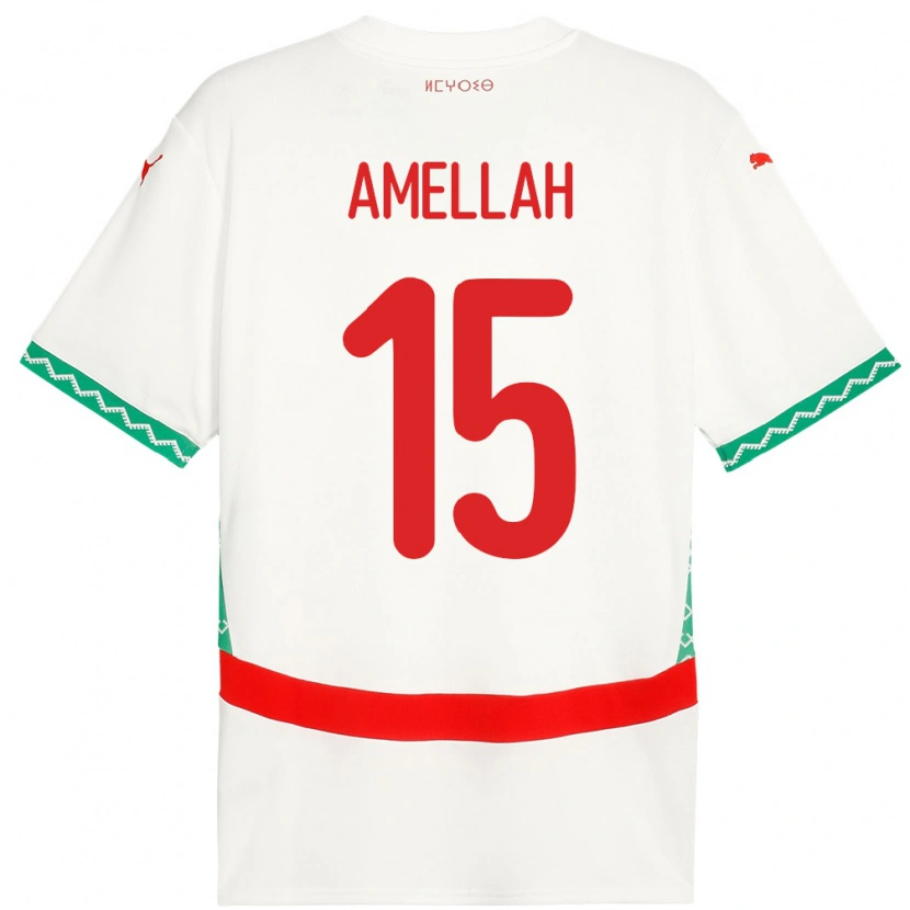 Danxen Kvinder Marokko Selim Amellah #15 Hvid Udebane Spillertrøjer 24-26 Trøje T-Shirt