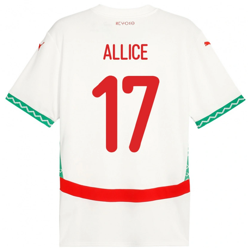 Danxen Kvinder Marokko Eva Allice #17 Hvid Udebane Spillertrøjer 24-26 Trøje T-Shirt