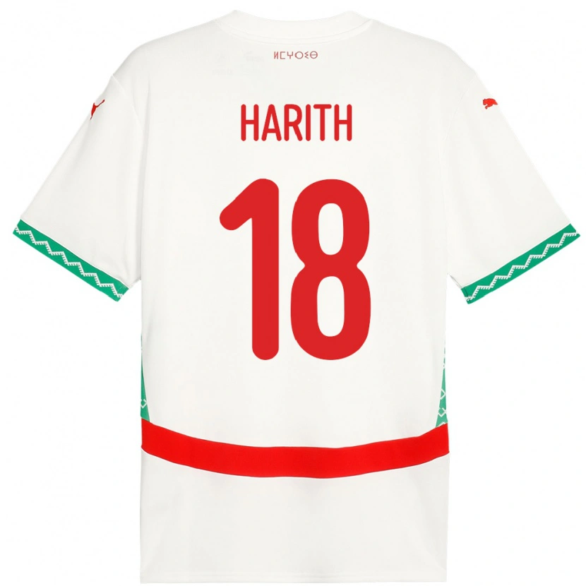 Danxen Kvinder Marokko Amine Harith #18 Hvid Udebane Spillertrøjer 24-26 Trøje T-Shirt