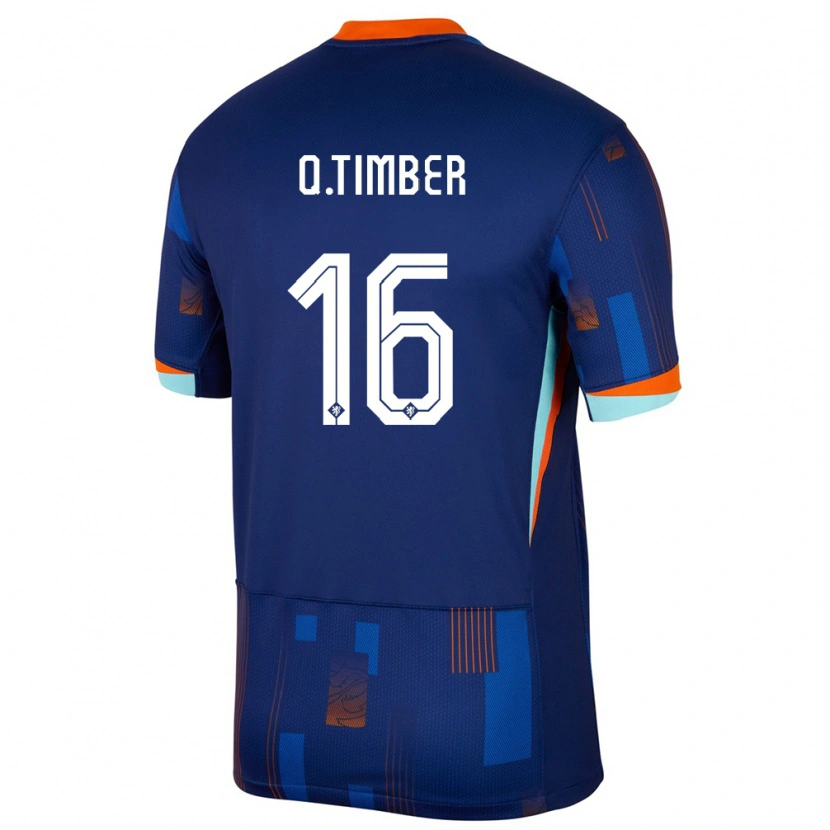 Danxen Kvinder Holland Quinten Timber #16 Blå Udebane Spillertrøjer 24-26 Trøje T-Shirt
