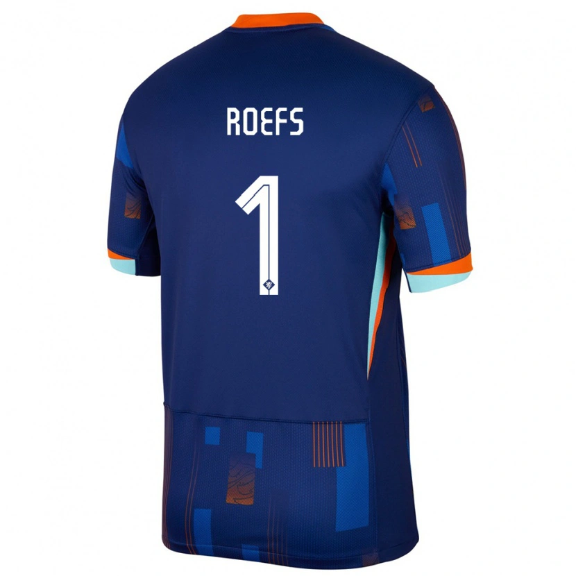 Danxen Kvinder Holland Robin Roefs #1 Blå Udebane Spillertrøjer 24-26 Trøje T-Shirt