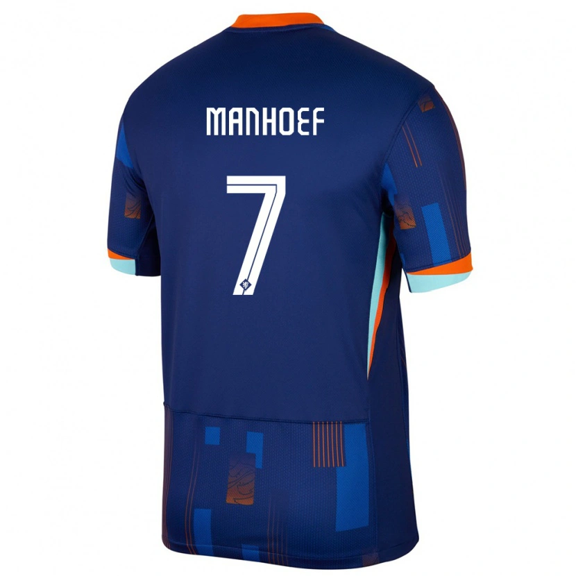 Danxen Kvinder Holland Million Manhoef #7 Blå Udebane Spillertrøjer 24-26 Trøje T-Shirt