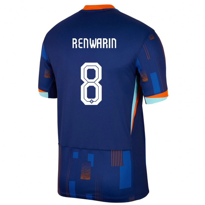 Danxen Kvinder Holland Givaro Renwarin #8 Blå Udebane Spillertrøjer 24-26 Trøje T-Shirt