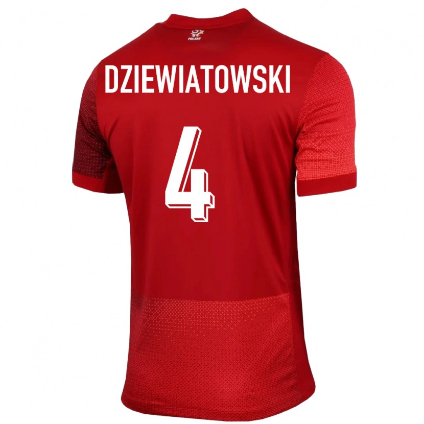 Danxen Kvinder Polen Mateusz Dziewiatowski #4 Rød Udebane Spillertrøjer 24-26 Trøje T-Shirt