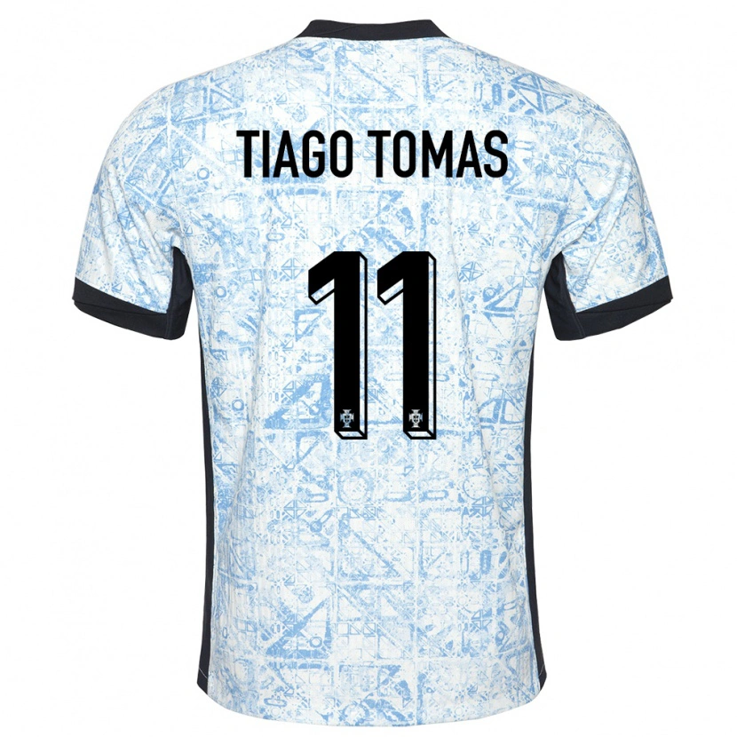 Danxen Kvinder Portugal Tiago Tomás #11 Creme Blå Udebane Spillertrøjer 24-26 Trøje T-Shirt