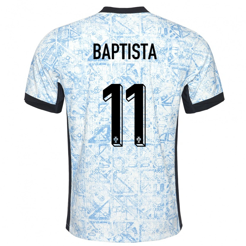 Danxen Kvinder Portugal Brandão Baptista #11 Creme Blå Udebane Spillertrøjer 24-26 Trøje T-Shirt