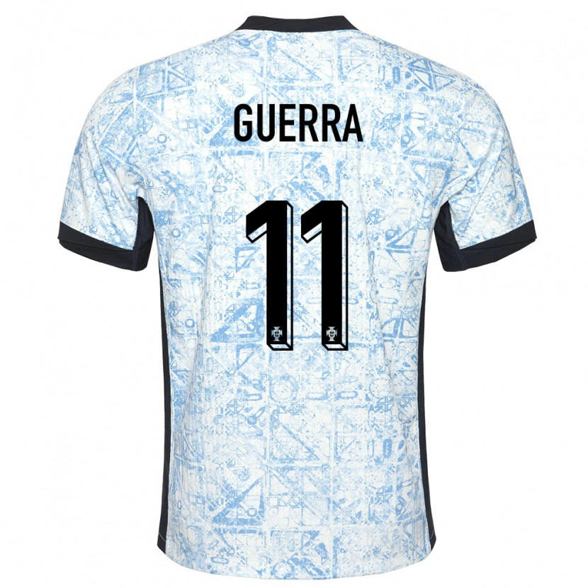 Danxen Kvinder Portugal Gustavo Guerra #11 Creme Blå Udebane Spillertrøjer 24-26 Trøje T-Shirt