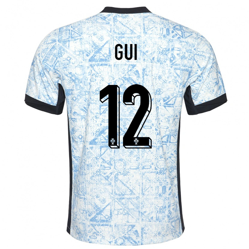 Danxen Kvinder Portugal Gui #12 Creme Blå Udebane Spillertrøjer 24-26 Trøje T-Shirt