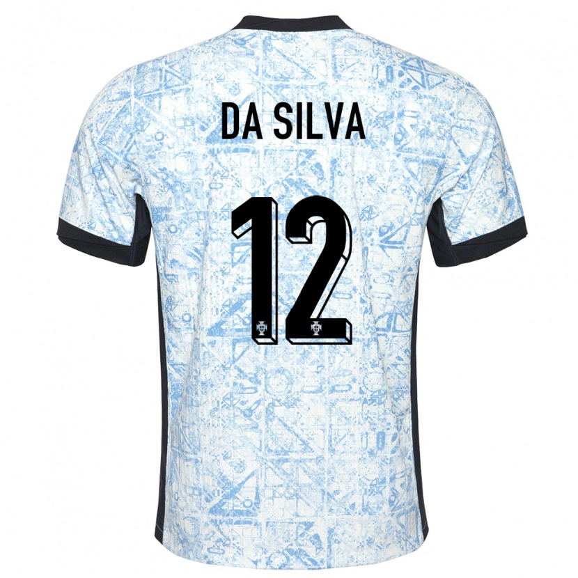 Danxen Kvinder Portugal Rodrigo Da Silva #12 Creme Blå Udebane Spillertrøjer 24-26 Trøje T-Shirt