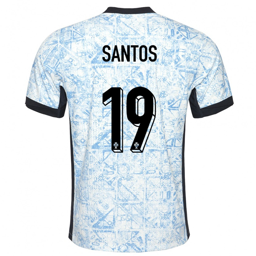 Danxen Kvinder Portugal Denilson Santos #19 Creme Blå Udebane Spillertrøjer 24-26 Trøje T-Shirt