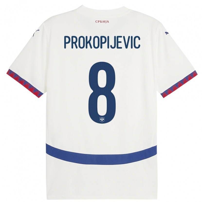 Danxen Kvinder Serbien Mateja Prokopijevic #8 Hvid Udebane Spillertrøjer 24-26 Trøje T-Shirt