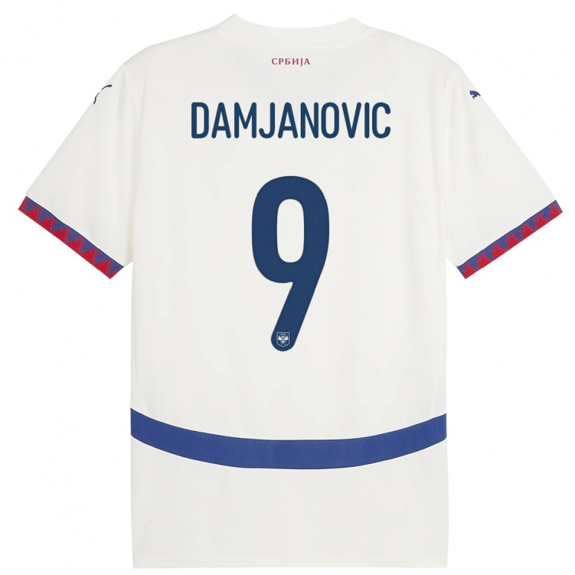 Danxen Kvinder Serbien Aleksa Damjanovic #9 Hvid Udebane Spillertrøjer 24-26 Trøje T-Shirt
