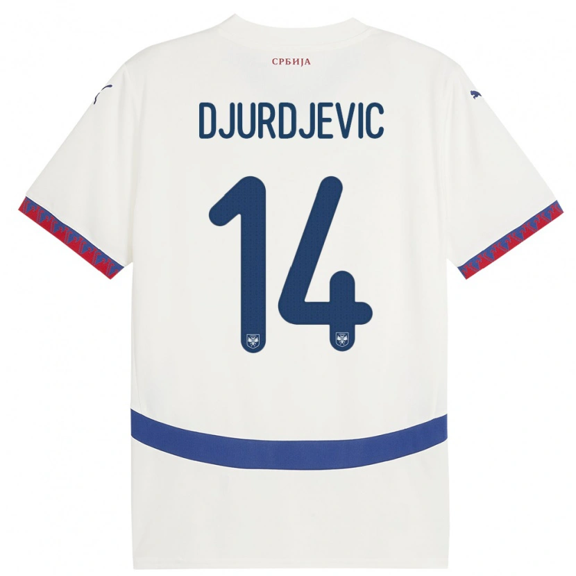 Danxen Kvinder Serbien Vukasin Djurdjevic #14 Hvid Udebane Spillertrøjer 24-26 Trøje T-Shirt