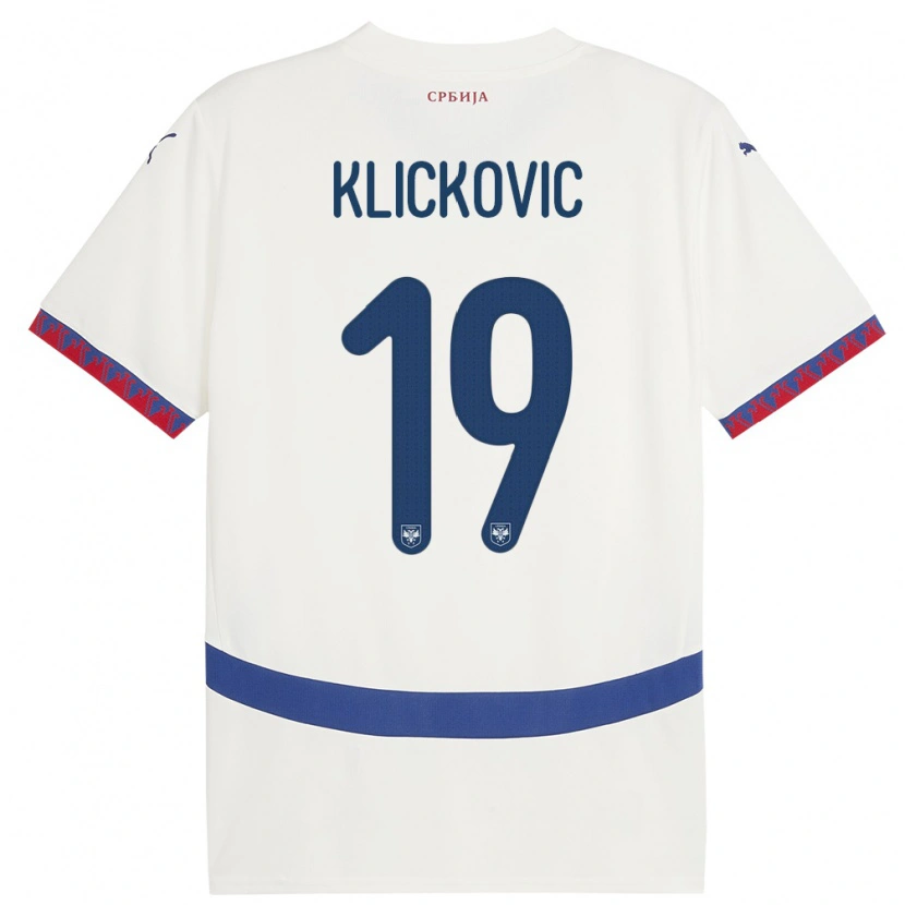 Danxen Kvinder Serbien Maksim Klickovic #19 Hvid Udebane Spillertrøjer 24-26 Trøje T-Shirt