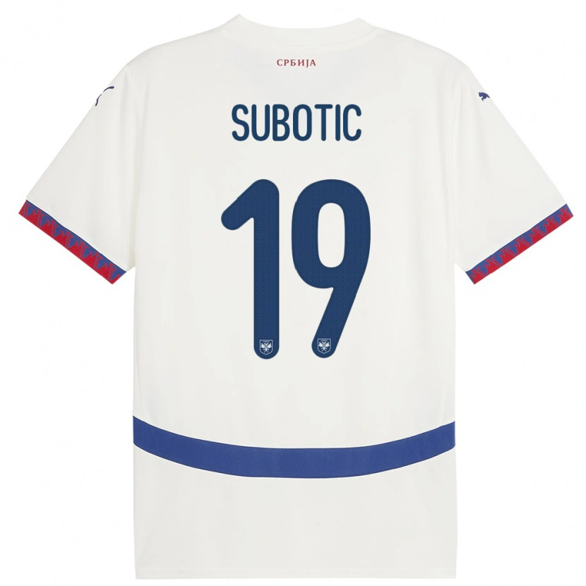 Danxen Kvinder Serbien Vasilije Subotic #19 Hvid Udebane Spillertrøjer 24-26 Trøje T-Shirt