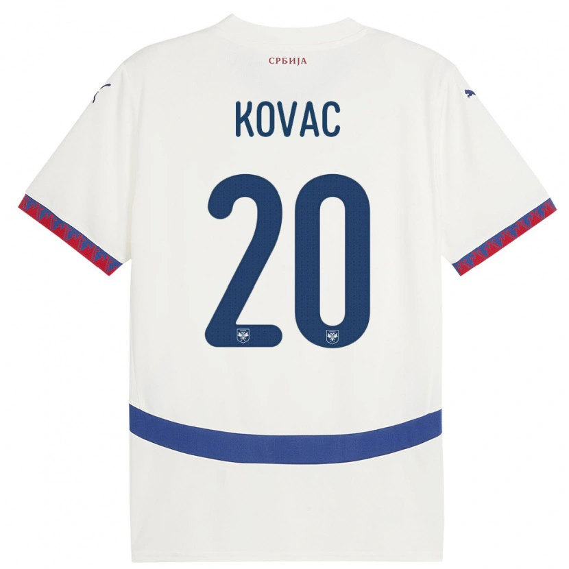 Danxen Kvinder Serbien Danilo Kovac #20 Hvid Udebane Spillertrøjer 24-26 Trøje T-Shirt