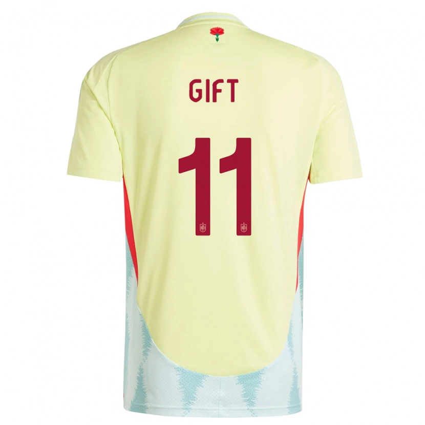 Danxen Kvinder Spanien Elijah Gift #11 Gul Udebane Spillertrøjer 24-26 Trøje T-Shirt