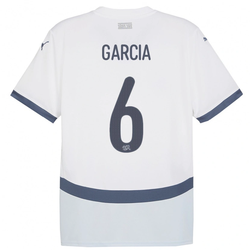 Danxen Kvinder Schweiz Ulisses Garcia #6 Hvid Udebane Spillertrøjer 24-26 Trøje T-Shirt