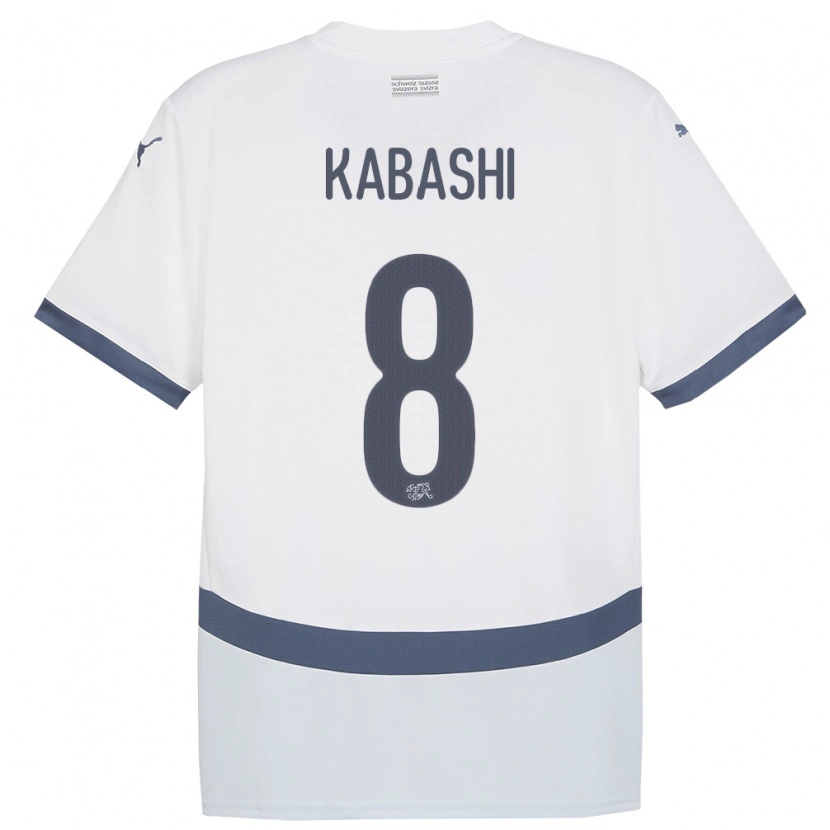 Danxen Kvinder Schweiz Leart Kabashi #8 Hvid Udebane Spillertrøjer 24-26 Trøje T-Shirt