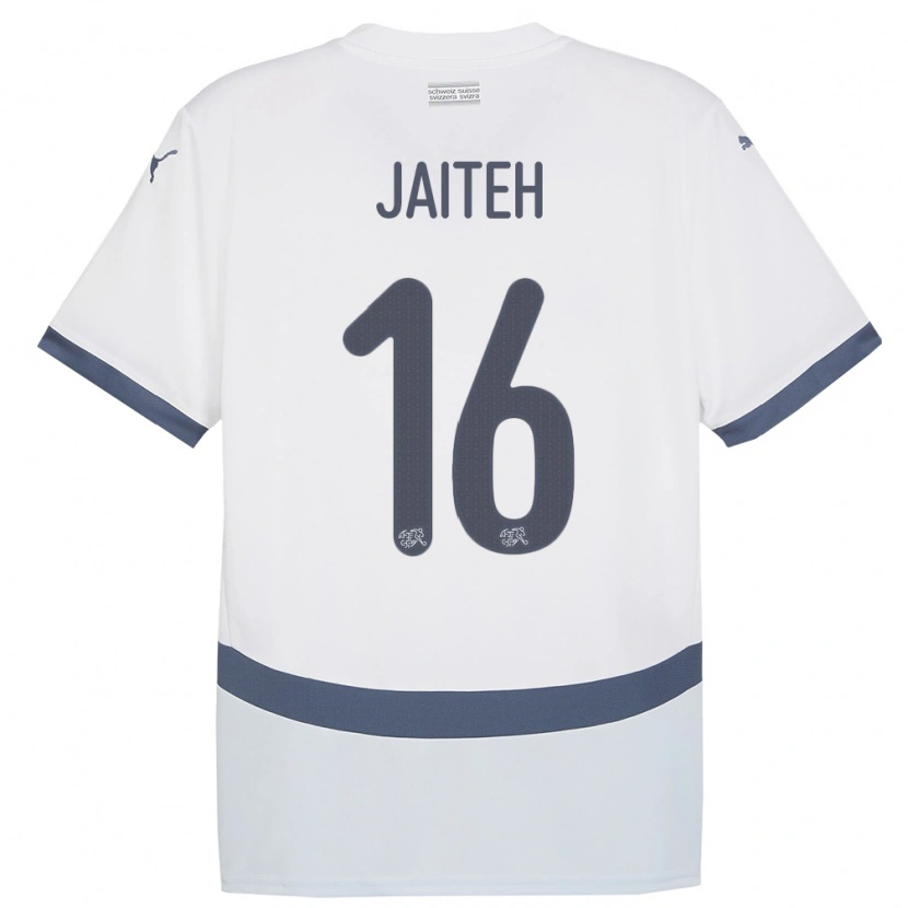 Danxen Kvinder Schweiz Momodou Jaiteh #16 Hvid Udebane Spillertrøjer 24-26 Trøje T-Shirt