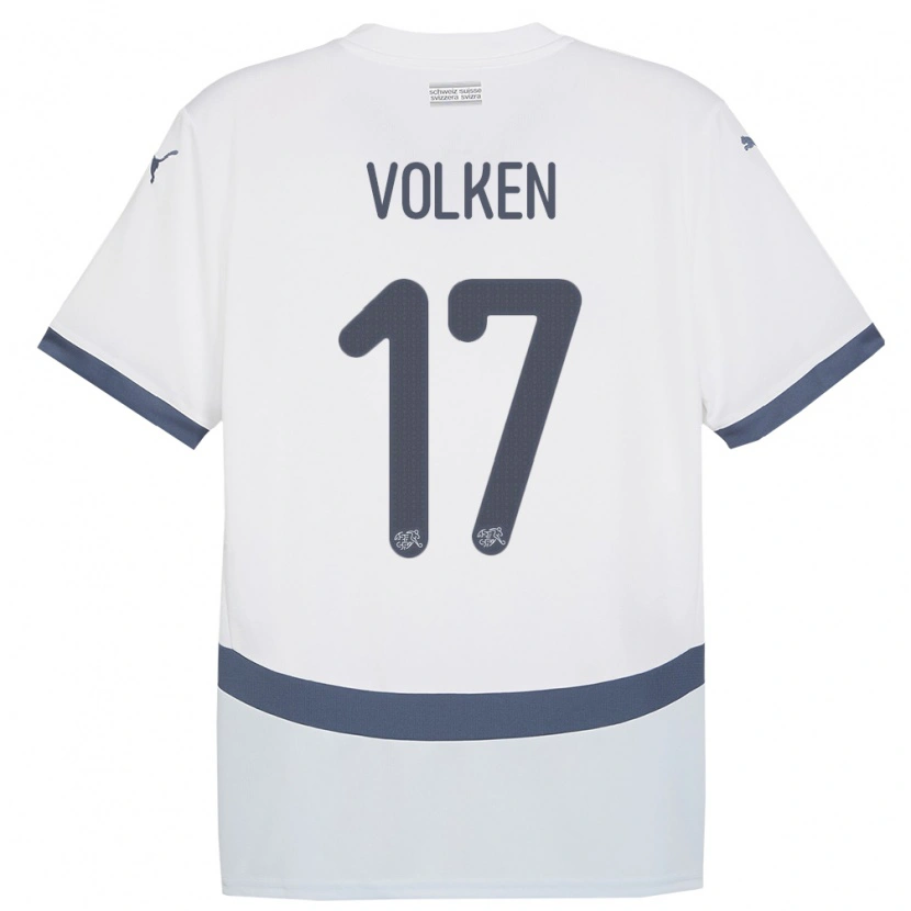 Danxen Kvinder Schweiz Neil Volken #17 Hvid Udebane Spillertrøjer 24-26 Trøje T-Shirt