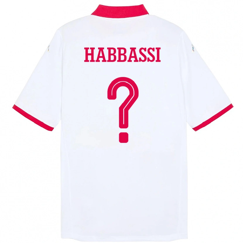 Danxen Kvinder Tunesien Achref Habbassi #0 Hvid Udebane Spillertrøjer 24-26 Trøje T-Shirt
