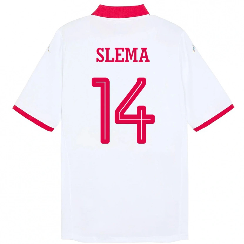 Danxen Kvinder Tunesien Mazen Slema #14 Hvid Udebane Spillertrøjer 24-26 Trøje T-Shirt