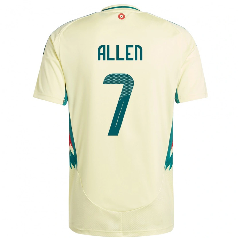 Danxen Kvinder Wales Joe Allen #7 Beige Gul Udebane Spillertrøjer 24-26 Trøje T-Shirt