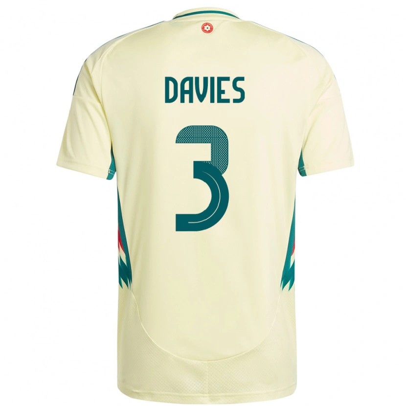 Danxen Kvinder Wales Mael Davies #3 Beige Gul Udebane Spillertrøjer 24-26 Trøje T-Shirt