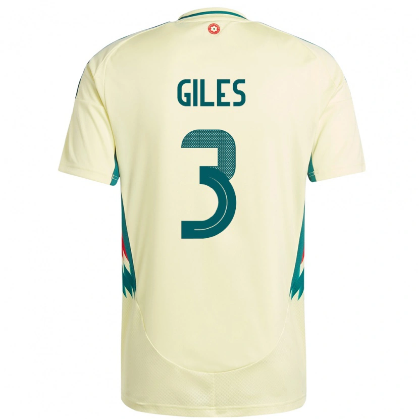 Danxen Kvinder Wales Luey Giles #3 Beige Gul Udebane Spillertrøjer 24-26 Trøje T-Shirt