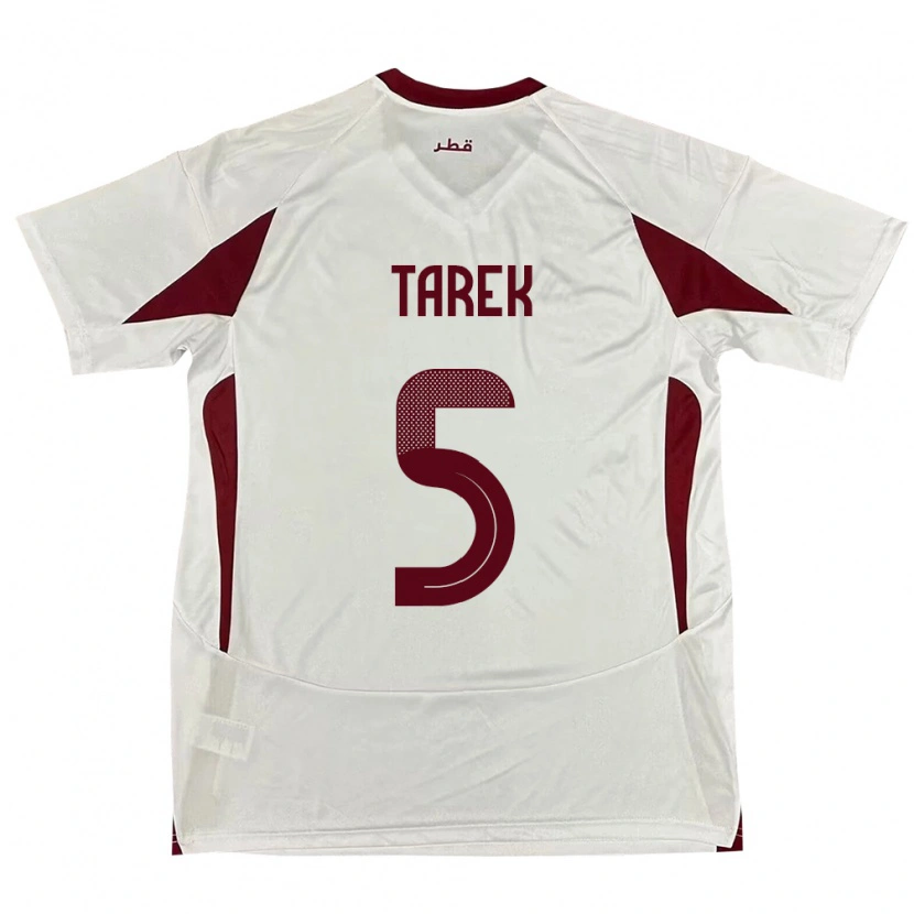 Danxen Kvinder Qatar Tarek Salman #5 Hvid Udebane Spillertrøjer 24-26 Trøje T-Shirt
