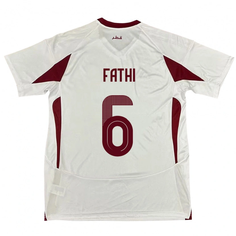 Danxen Kvinder Qatar Ahmed Fathi #6 Hvid Udebane Spillertrøjer 24-26 Trøje T-Shirt