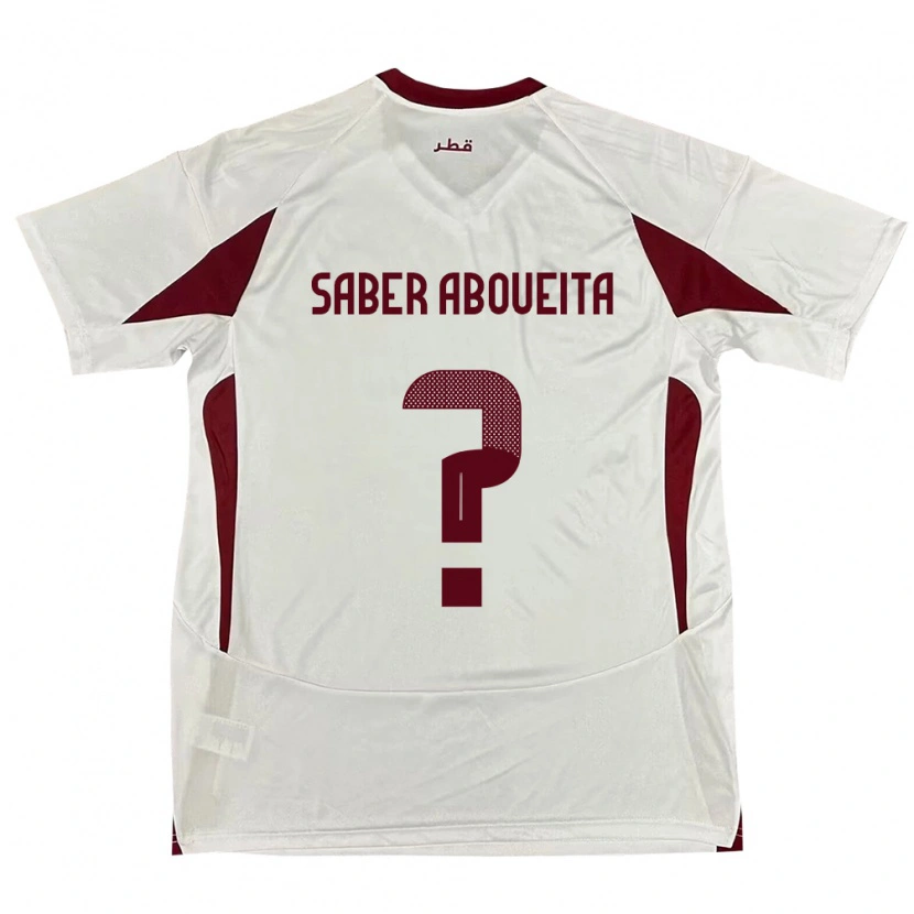 Danxen Kvinder Qatar Ahmed Saber Aboueita #0 Hvid Udebane Spillertrøjer 24-26 Trøje T-Shirt
