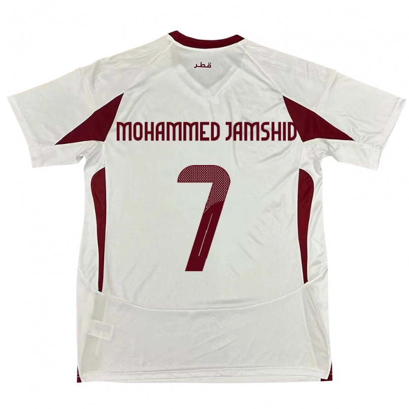 Danxen Kvinder Qatar Tahsin Mohammed Jamshid #7 Hvid Udebane Spillertrøjer 24-26 Trøje T-Shirt