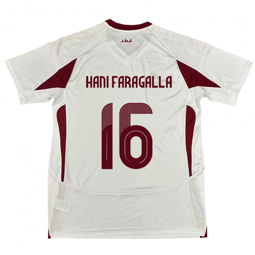 Danxen Kvinder Qatar Mohamed Hani Faragalla #16 Hvid Udebane Spillertrøjer 24-26 Trøje T-Shirt