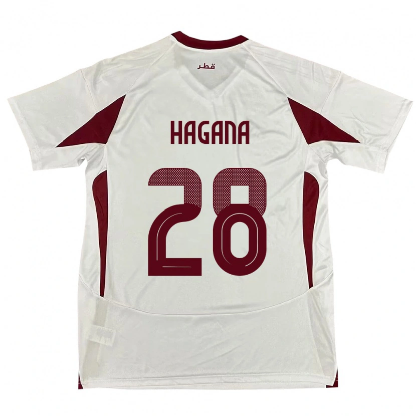 Danxen Kvinder Qatar Ahmed Hagana #28 Hvid Udebane Spillertrøjer 24-26 Trøje T-Shirt
