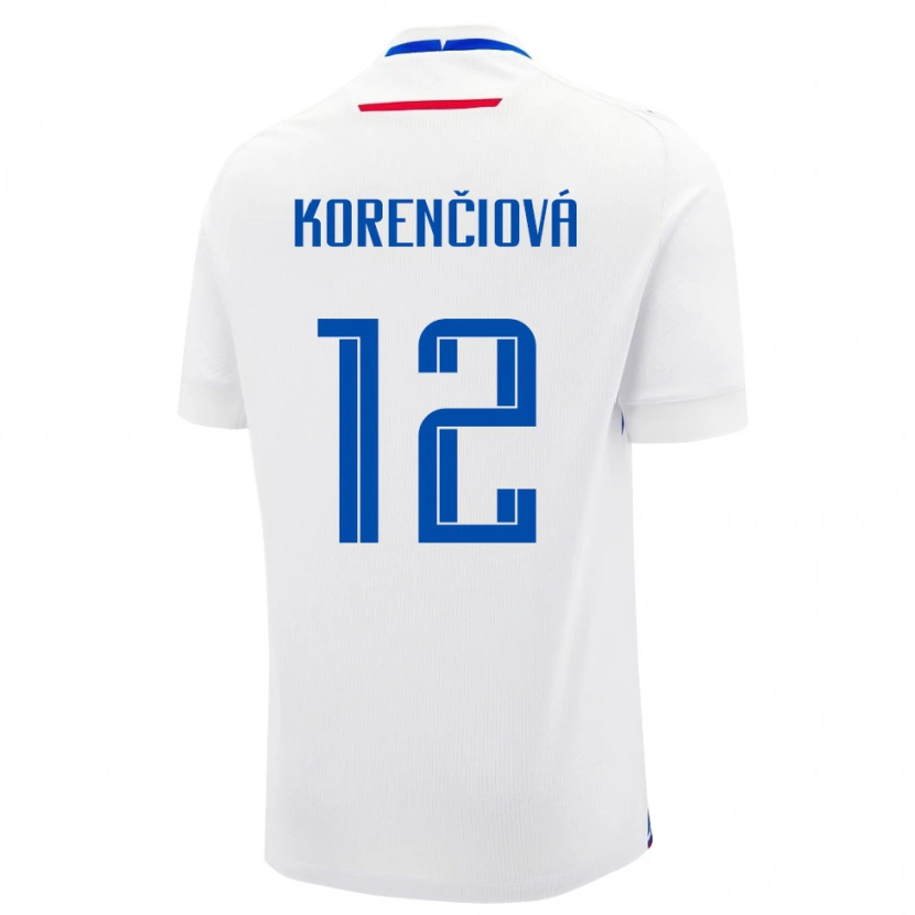 Danxen Kvinder Slovakiet Mária Korenčiová #12 Hvid Udebane Spillertrøjer 24-26 Trøje T-Shirt