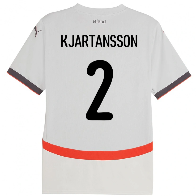 Danxen Kvinder Island Emil Máni Breiddal Kjartansson #2 Hvid Udebane Spillertrøjer 24-26 Trøje T-Shirt
