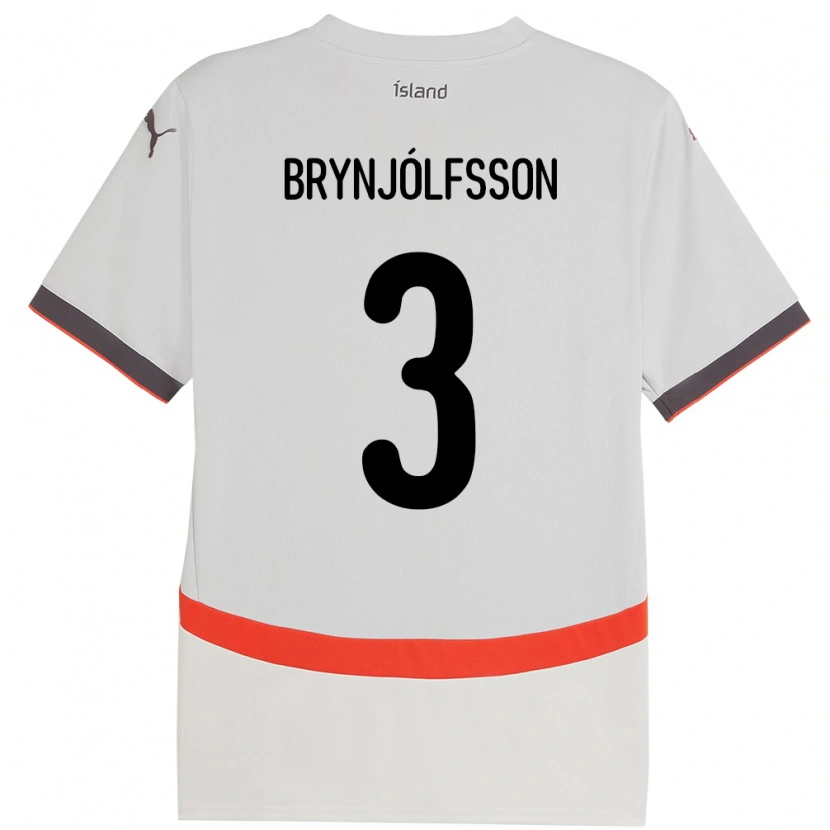 Danxen Kvinder Island Bjarni Gudjón Brynjólfsson #3 Hvid Udebane Spillertrøjer 24-26 Trøje T-Shirt
