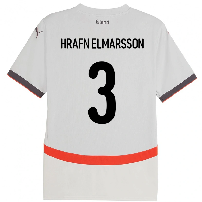 Danxen Kvinder Island Leó Hrafn Elmarsson #3 Hvid Udebane Spillertrøjer 24-26 Trøje T-Shirt