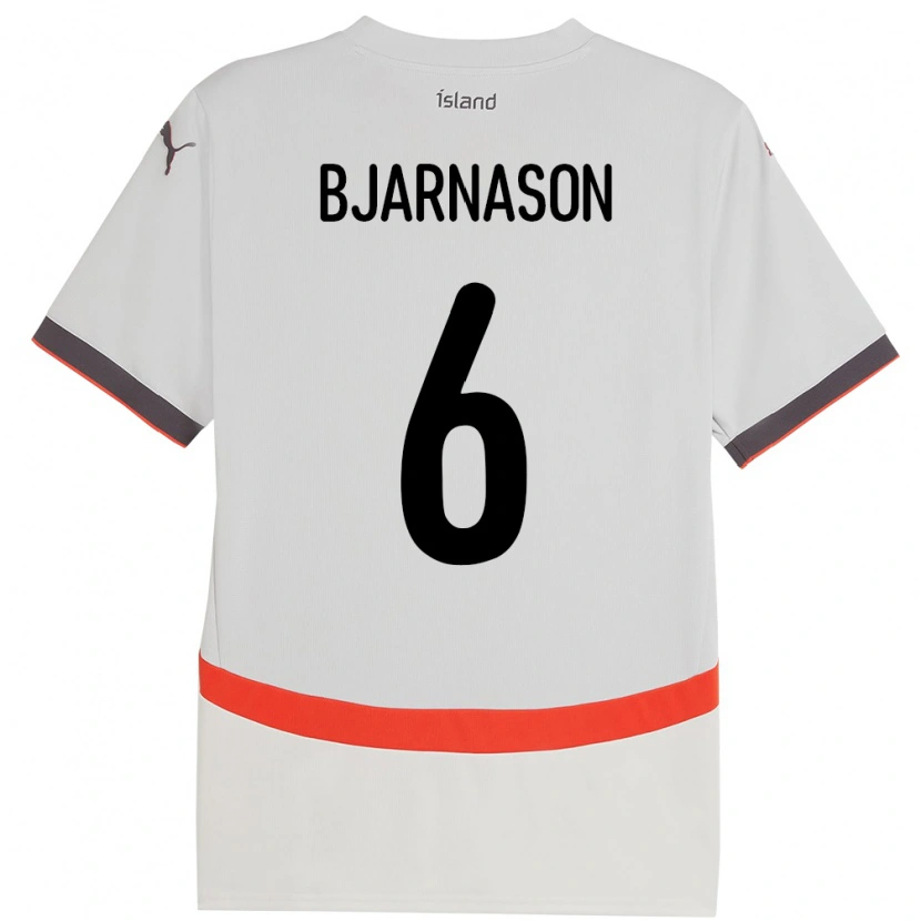 Danxen Kvinder Island Jóhannes Kristinn Bjarnason #6 Hvid Udebane Spillertrøjer 24-26 Trøje T-Shirt