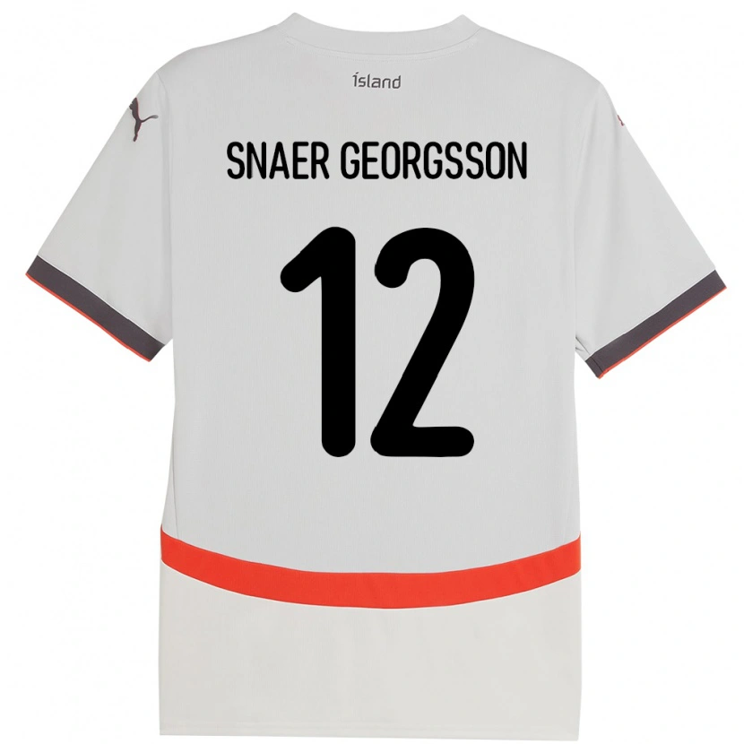 Danxen Kvinder Island Halldór Snaer Georgsson #12 Hvid Udebane Spillertrøjer 24-26 Trøje T-Shirt