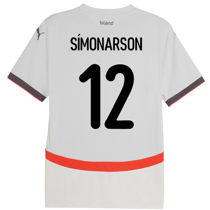 Danxen Kvinder Island Jón Sölvi Símonarson #12 Hvid Udebane Spillertrøjer 24-26 Trøje T-Shirt