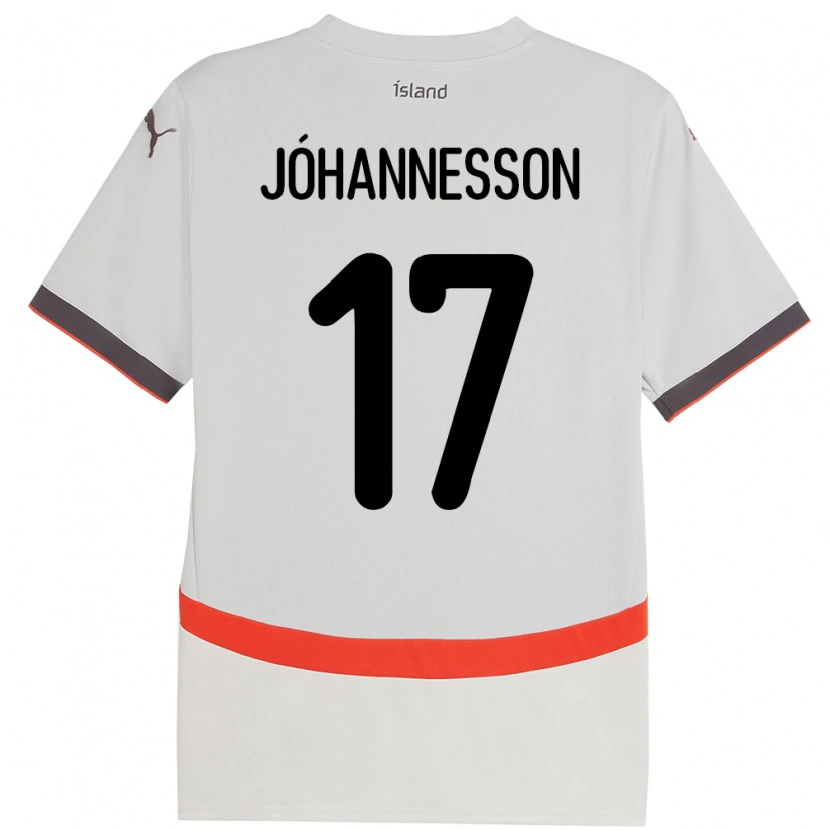 Danxen Kvinder Island Daniel Jóhannesson #17 Hvid Udebane Spillertrøjer 24-26 Trøje T-Shirt