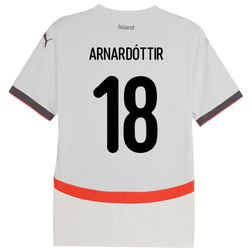 Danxen Kvinder Island Guðrún Arnardóttir #18 Hvid Udebane Spillertrøjer 24-26 Trøje T-Shirt