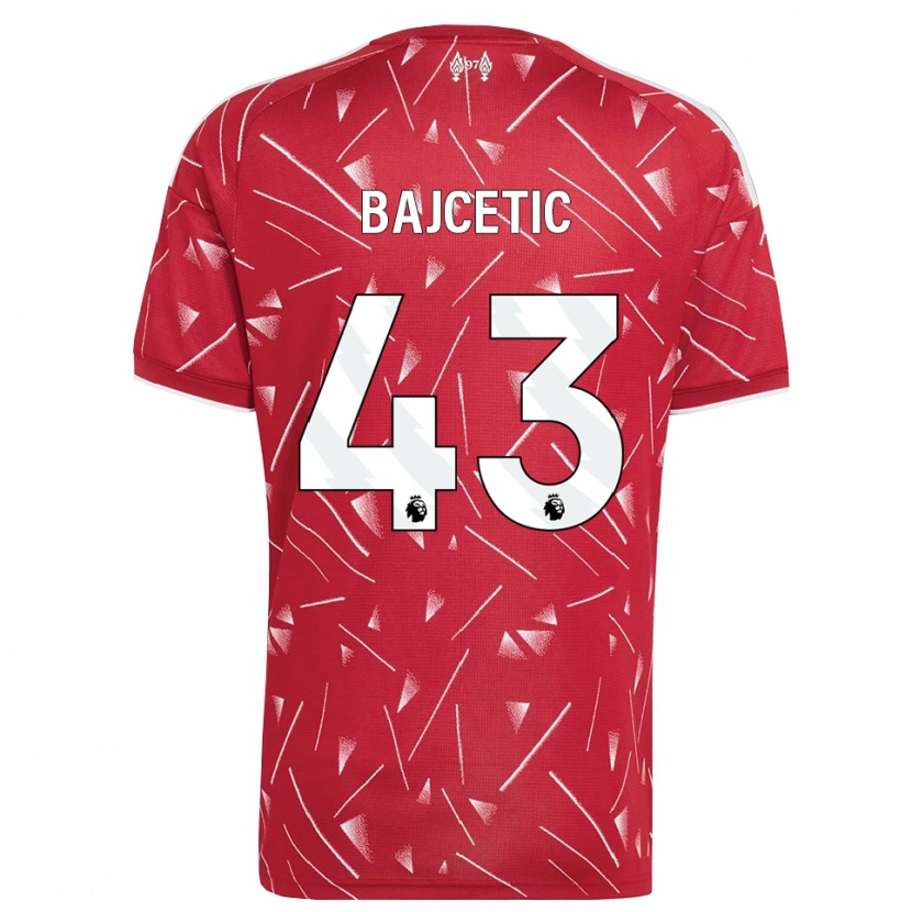 Danxen Kvinder Stefan Bajcetic #43 Hvid Rød Hjemmebane Spillertrøjer 2026/27 Trøje T-Shirt