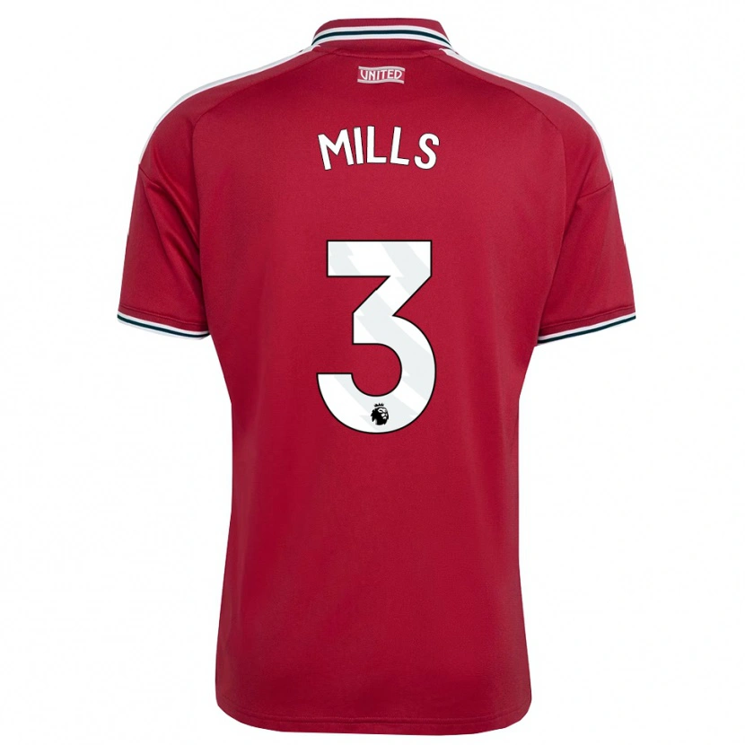 Danxen Kvinder Albert Mills #3 Rød Gul Hvid Hjemmebane Spillertrøjer 2026/27 Trøje T-Shirt