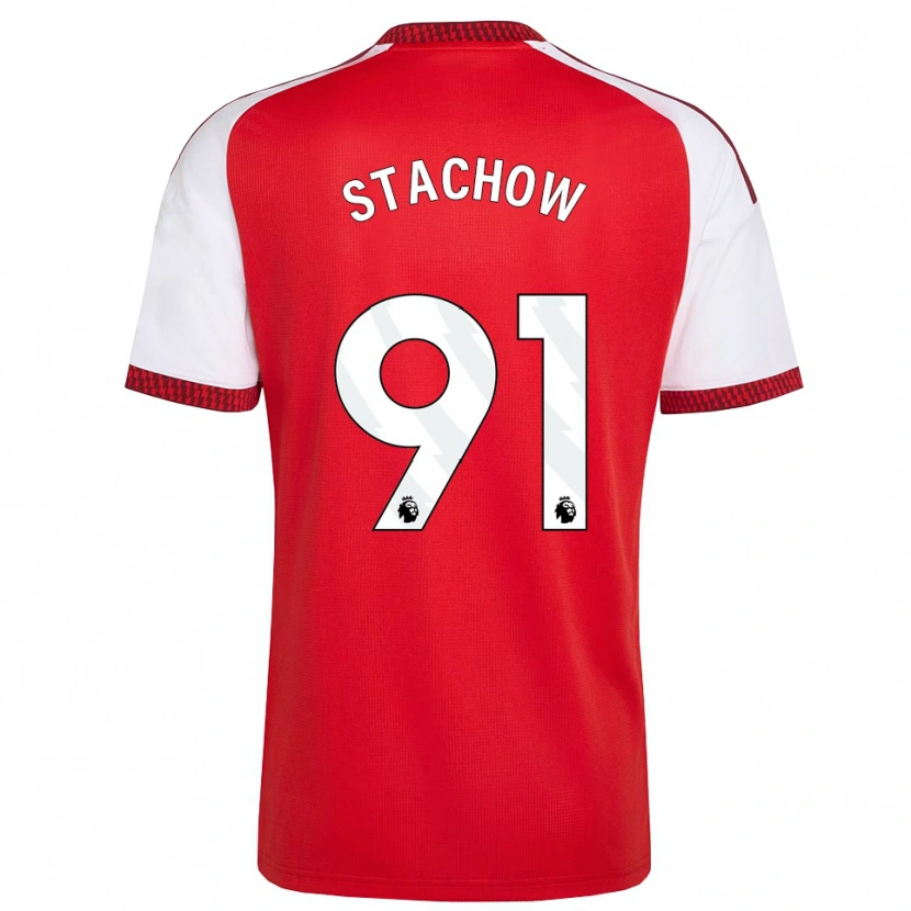 Danxen Kvinder Patrick Stachow #91 Rød Hvid Sort Hjemmebane Spillertrøjer 2026/27 Trøje T-Shirt