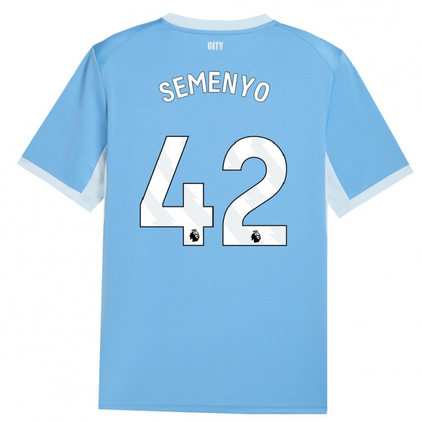 Danxen Kvinder Antoine Semenyo #42 Lyshimmelblå Hvid Hjemmebane Spillertrøjer 2026/27 Trøje T-Shirt