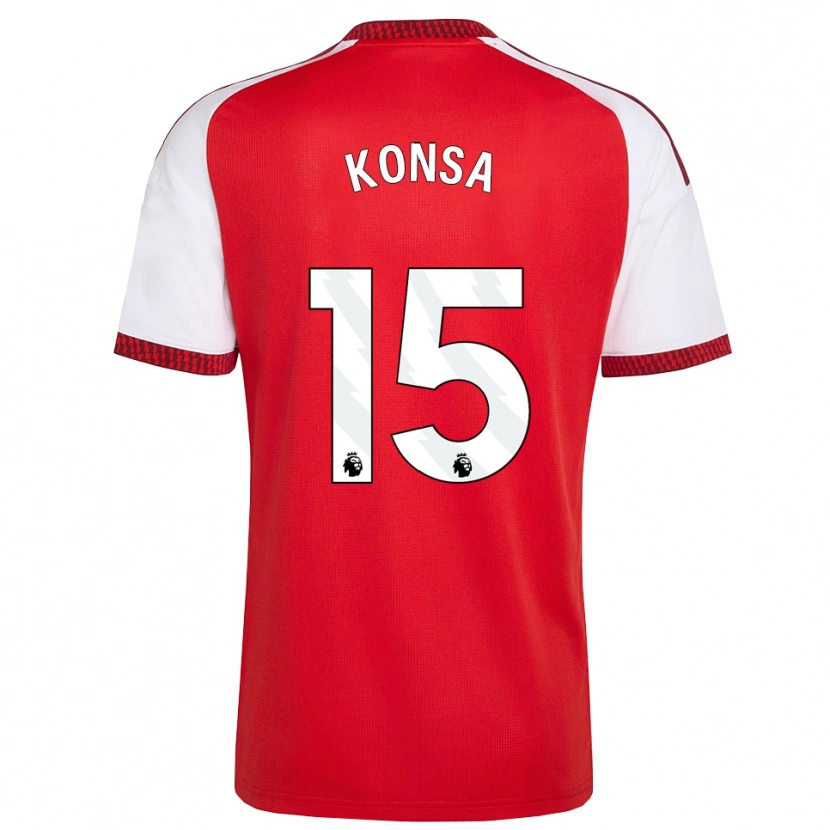 Danxen Kvinder Ezri Konsa #15 Rød Hvid Sort Hjemmebane Spillertrøjer 2026/27 Trøje T-Shirt
